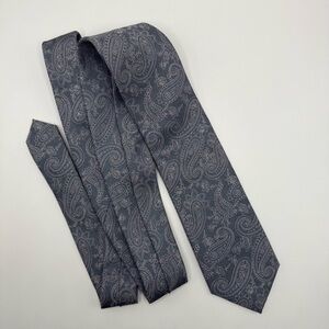Michael Kors Mens Light Blue Paisley Neck Tie Linen Polyester Mix